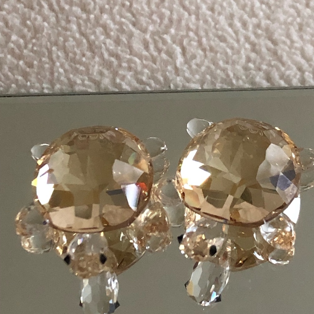 Swarovski Pair of Crystal Golden Tortiises